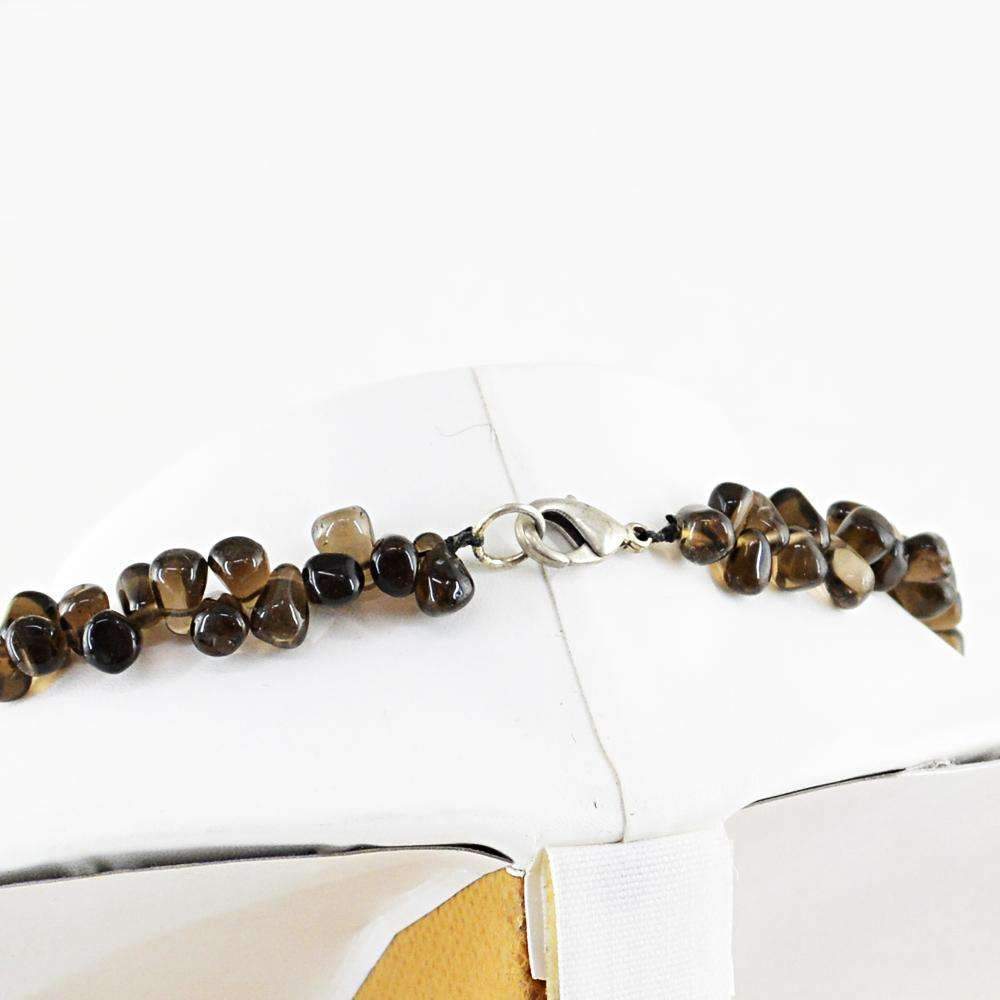 gemsmore:Untreated Smoky Quartz Necklace Natural Tear Drop Beads