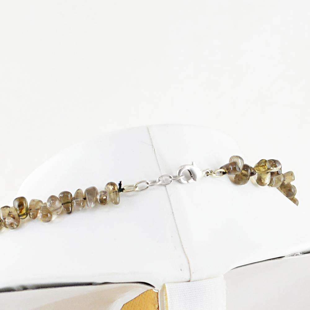 gemsmore:Untreated Smoky Quartz Necklace Natural Tear Drop Beads