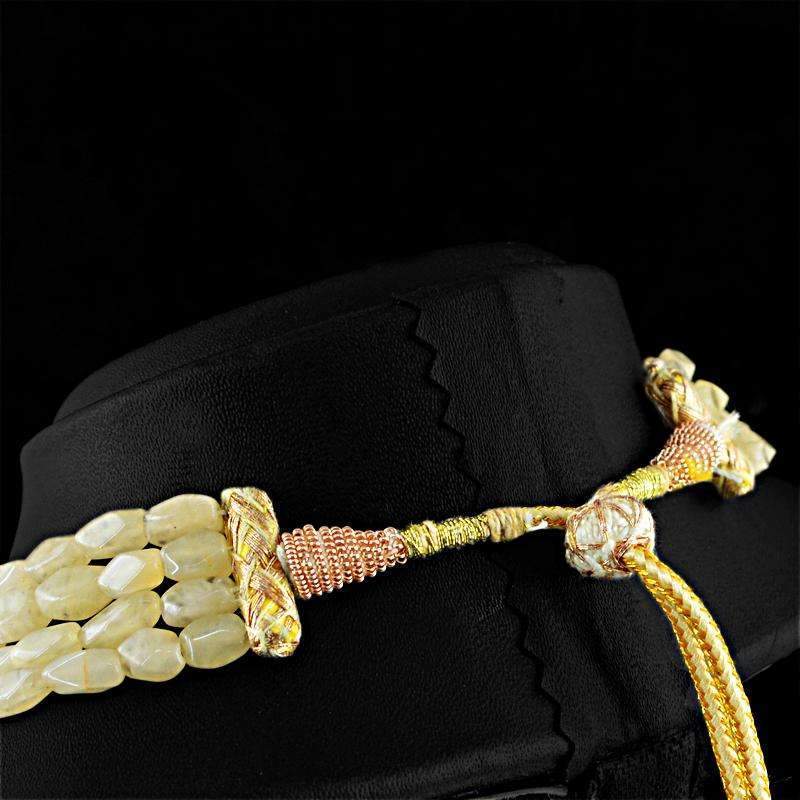 gemsmore:Untreated Yellow Aventurine Necklace Natural Faceted Beads - 4 Lines
