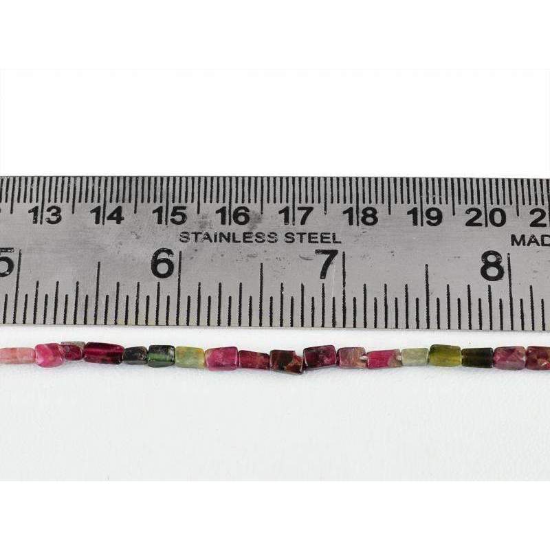 gemsmore:Watermelon Tourmaline Drilled Beads Strand Natural Untreated