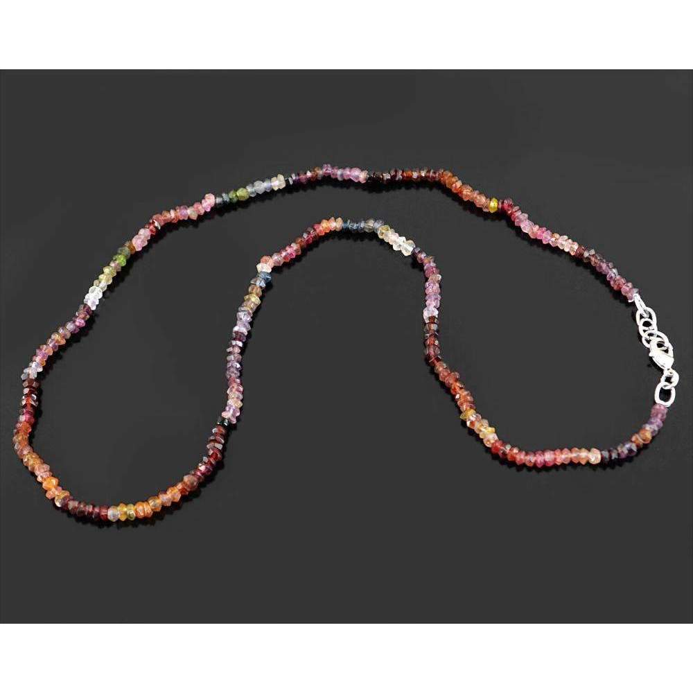 gemsmore:Watermelon Tourmaline Necklace Natural Round Shape Faceted Beads