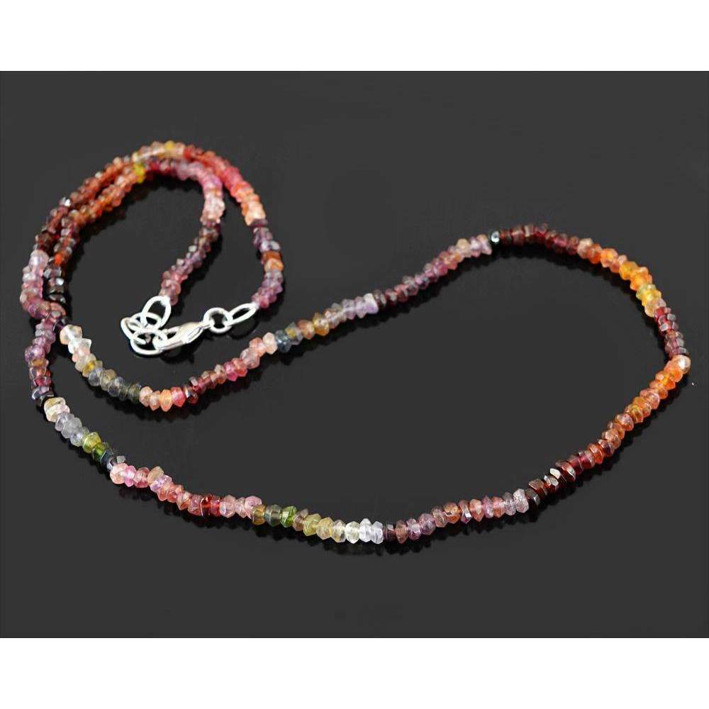 gemsmore:Watermelon Tourmaline Necklace Natural Round Shape Faceted Beads