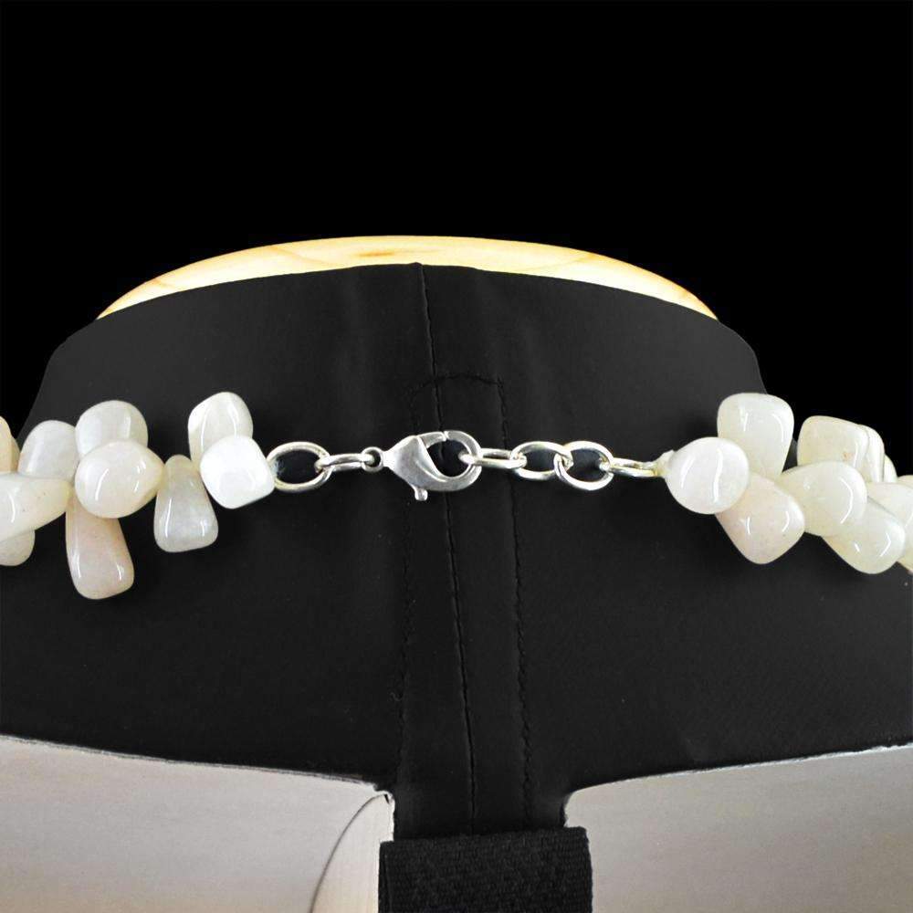 gemsmore:White Agate Necklace Natural Untreated Tear Drop Beads - Lowest Price