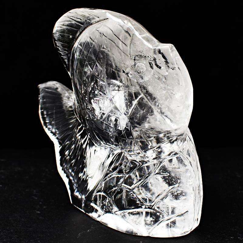gemsmore:White Quartz Hand Carved Fish - Genuine Gemstone