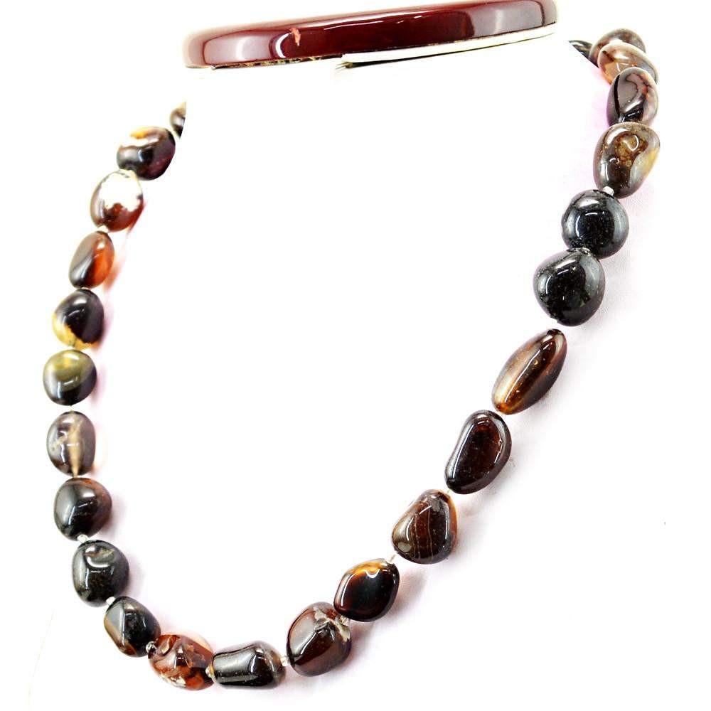 gemsmore:Women Jewellery Brown Onyx Necklace Untreated Beads