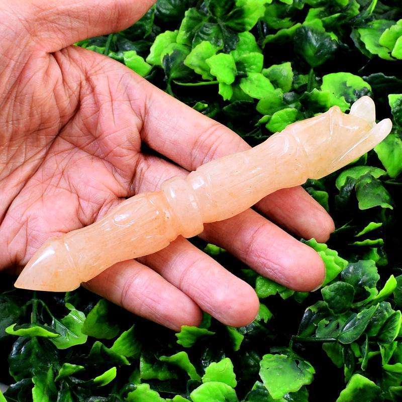 gemsmore:Yellow Aventurine Hand Carved Healing Angel Point Stick