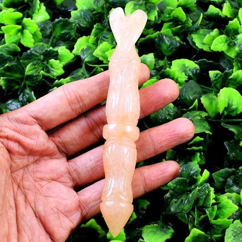 gemsmore:Yellow Aventurine Hand Carved Healing Angel Point Stick