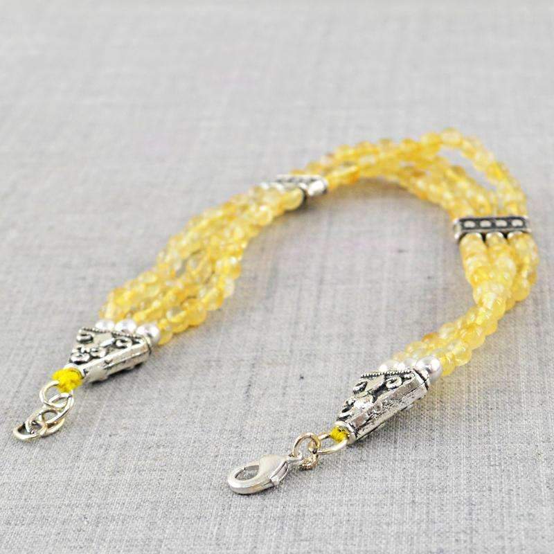 gemsmore:Yellow Citrine Bracelet - Natural Round Shape Beads