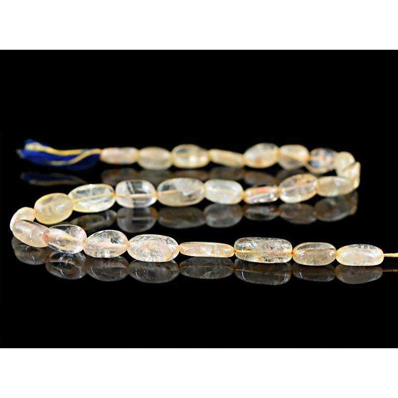 gemsmore:Yellow Citrine Drilled Beads Strand - Natural Oval Shape