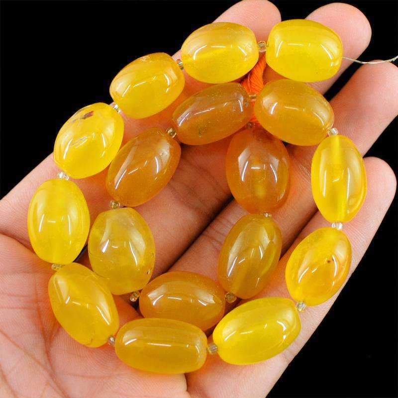 gemsmore:Yellow Onyx Drilled Beads Strand - Natural Untreated
